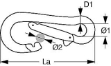 KONG Karabinerhaken asymm. AISI316 200mm